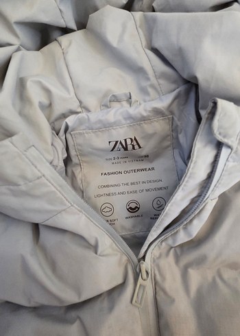 ZARA Kapüşonlu Gri unisex Çocuk Mont 2-3 yaş - Görsel 3