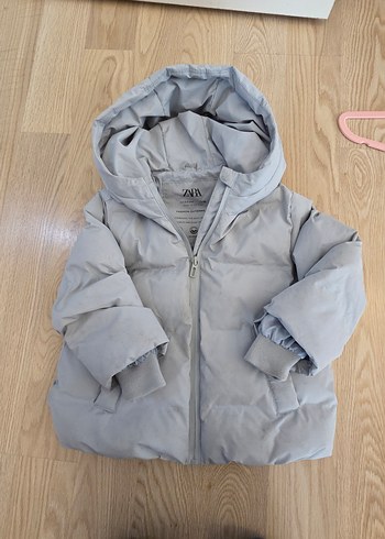 ZARA Kapüşonlu Gri unisex Çocuk Mont 2-3 yaş - Görsel 2