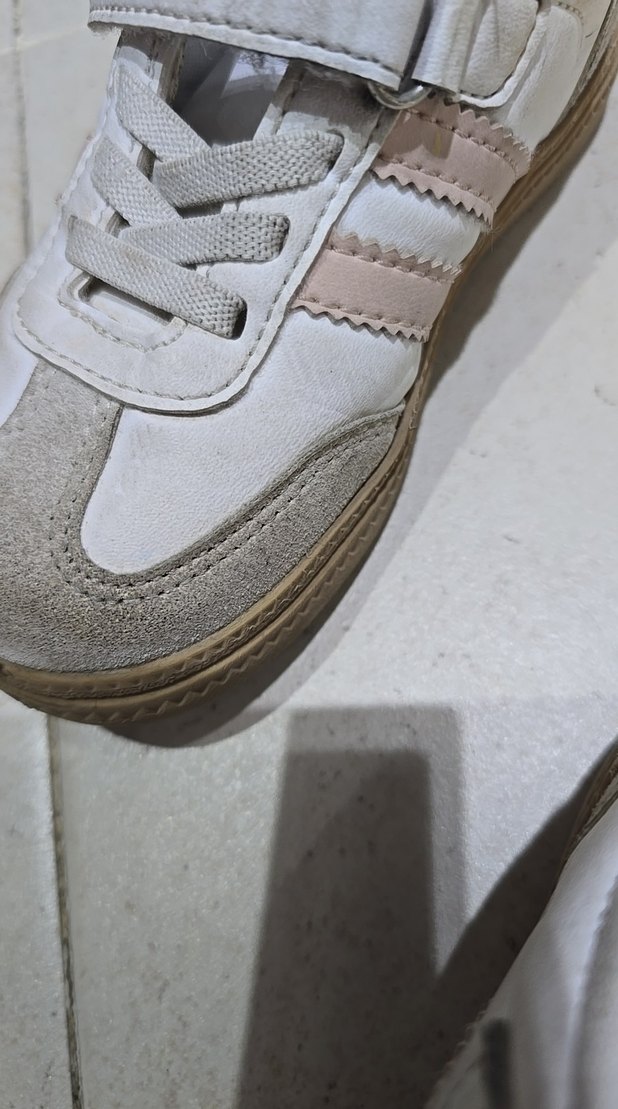 Kız Çocuk Beyaz Gri Cırtlı Spor Ayakkabı - Görsel 5