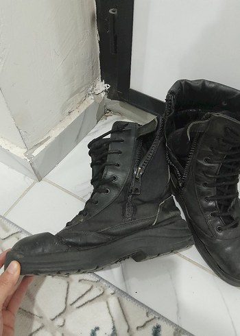 Siyah Bağcıklı Biker Erkek Bot - Görsel 2