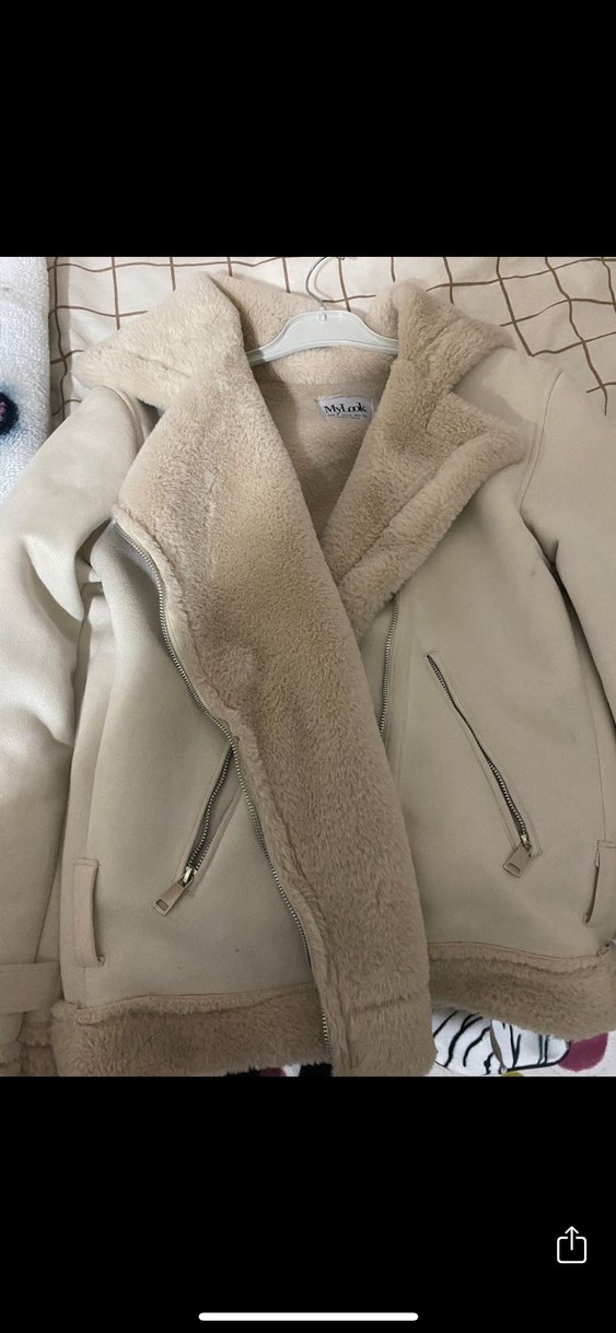 Kürklü Bej Mini Kadın Ceket - Görsel 3