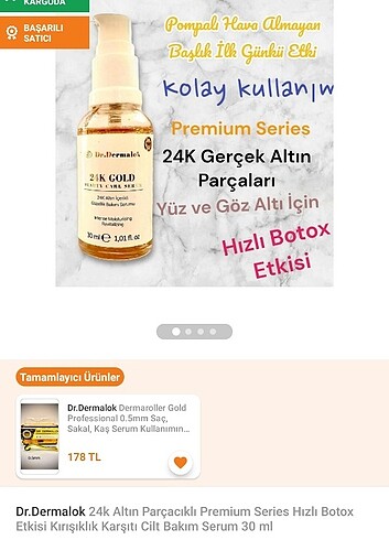  Beden Renk 24 k altın parçacıklı serum