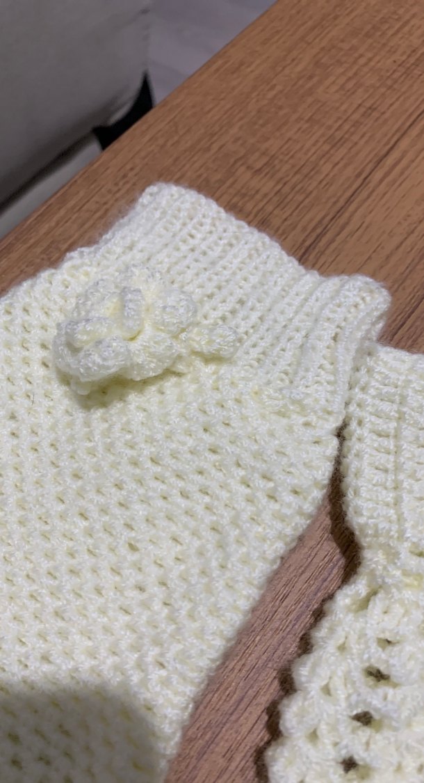 Beyaz Örgü Bohem Kadın Eldiveni - Görsel 3