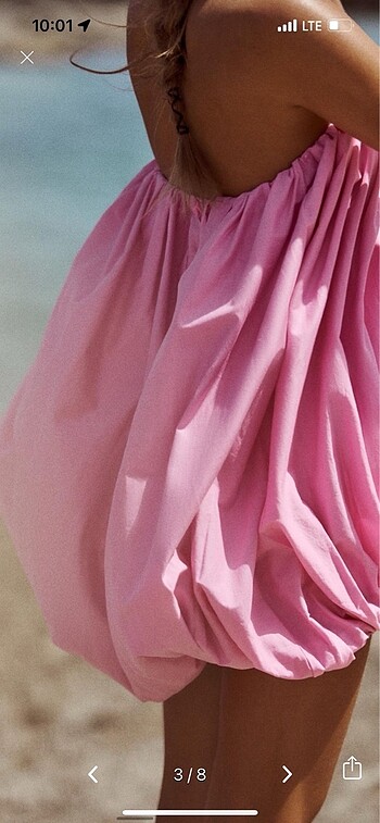 Zara ZARA PEMBE BALON ELBİSE