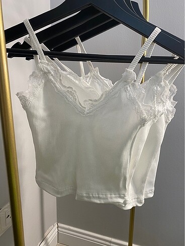 Dantelli crop atlet 2 adet siyah beyaz m