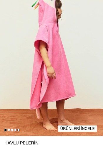 Kız Çocuk Pembe Kapüşonlu havlu - Görsel 2