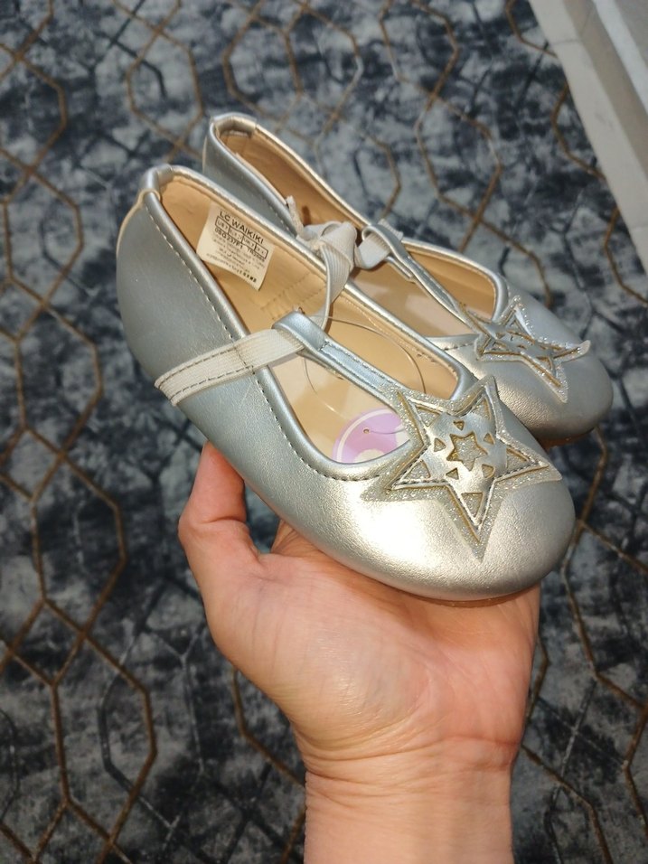 Kız Çocukları İçin gümüs Renk Nakışlı Babet - Görsel 2