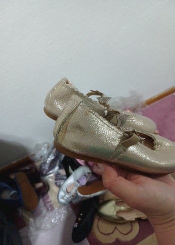 Kız Çocuk Bej Simli Babet Ayakkabı - Görsel 2