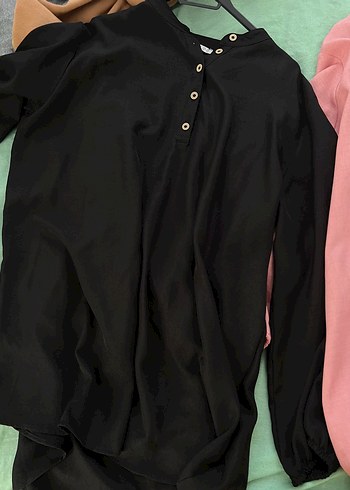 Diğer Düğmeli Keten Pembe Kadın Gömlek oversize büyük beden
