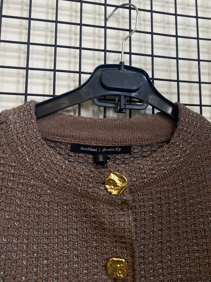 Rıver İsland Düğmeli Kahverengi Triko Kadın Hırka - Görsel 4