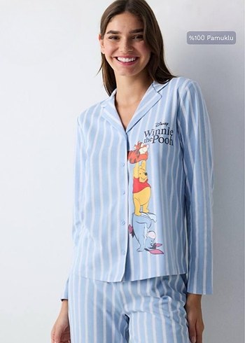 Penti marka Mavi Çizgili Uzun Kollu Kadın Pijama Takımı - Görsel 2