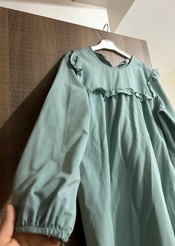 Uzun Kollu Turkuaz Keten Tunik - Görsel 2