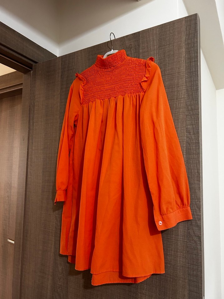 Turuncu Bohem Uzun Kollu Hamile Tunik - Görsel 2