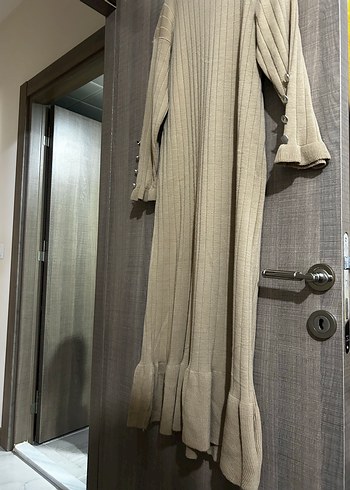 Düğmeli Bej Uzun Kollu Triko Kadın Kazak - Görsel 2