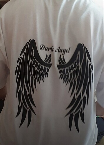 l Beden Dark angel beyaz oversize t-shirt 