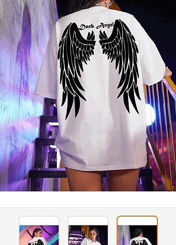 Dark angel beyaz oversize t-shirt 