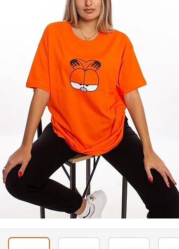 xl Beden turuncu Renk Garfield oversize t-shirt 