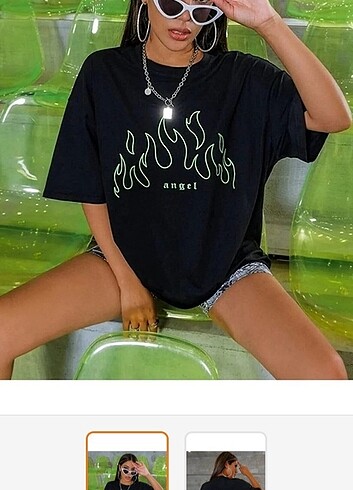 Siyah angel oversize t-shirt 