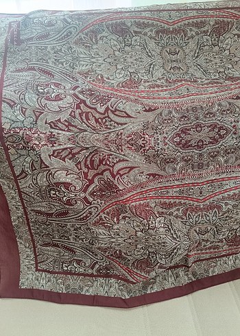 Bordo Etnik Desen  Şal - Görsel 2