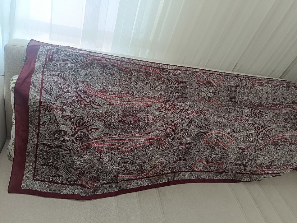 Bordo Etnik Desen  Şal - Görsel 3
