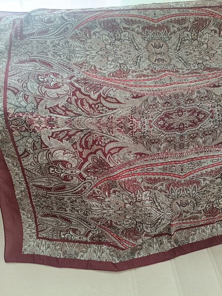 Bordo Etnik Desen  Şal - Görsel 2