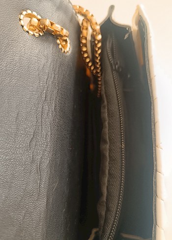 Zincir Detaylı Beyaz Deri Kadın Çanta - Görsel 5