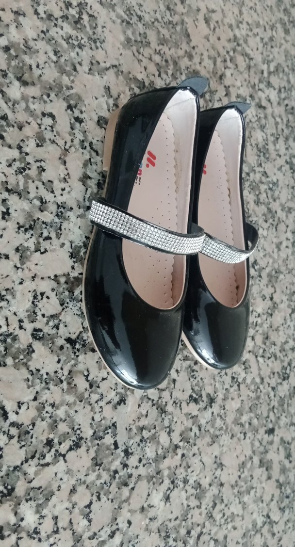 Kız Çocuk Siyah Rugan Babet Kristal Tokalı - Görsel 3