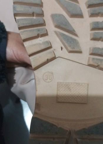 Bej Deri Kadın Dizüstü Bot Blok Topuklu - Görsel 3