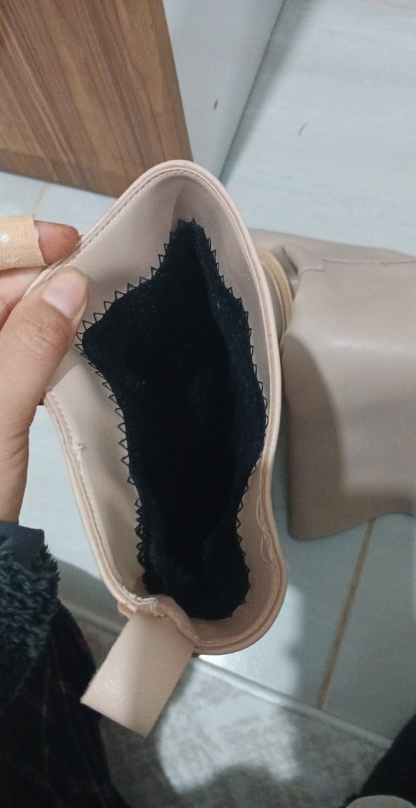 Bej Deri Kadın Dizüstü Bot Blok Topuklu - Görsel 4