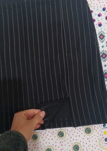 Çizgili Pilili Midi Kadın Etek - Görsel 2