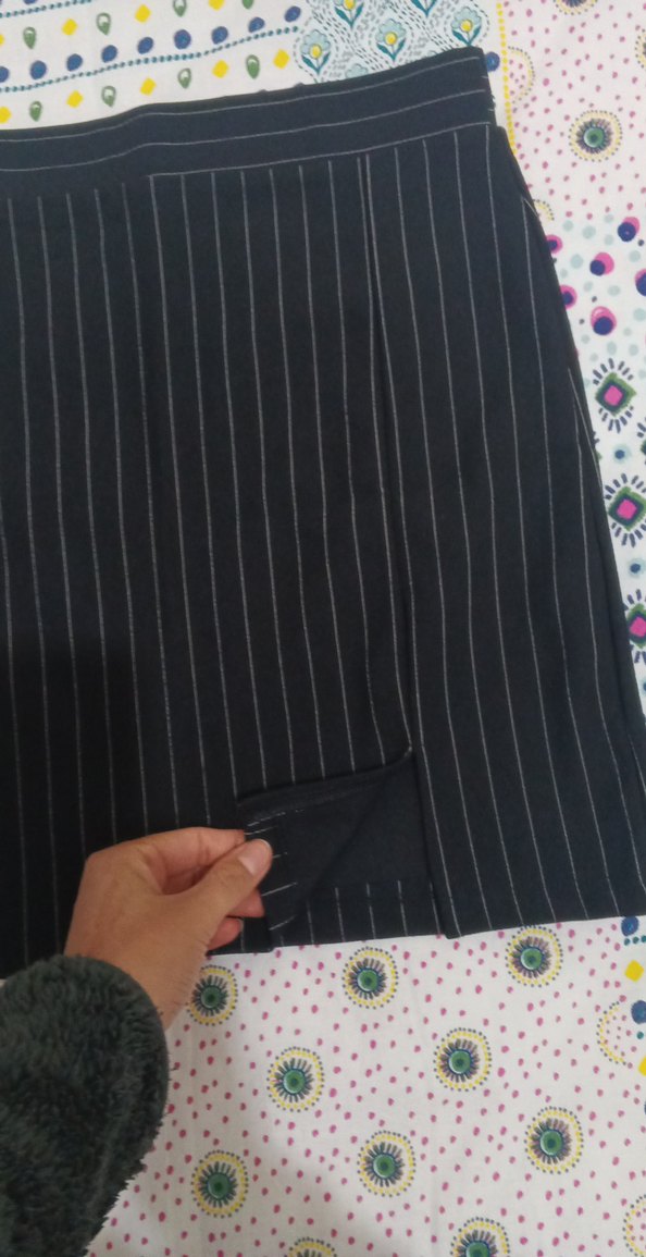 Çizgili Pilili Midi Kadın Etek - Görsel 2