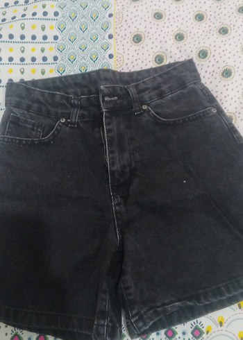 Siyah Rahat Kesim Mini Kot Şort - Görsel 5