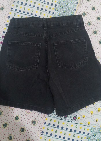 Siyah Rahat Kesim Mini Kot Şort - Görsel 3