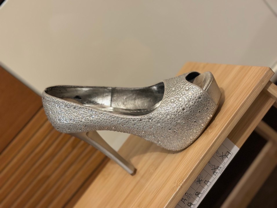 Gri Parlak Platform Topuklu Kadın Abiye Ayakkabı - Görsel 2