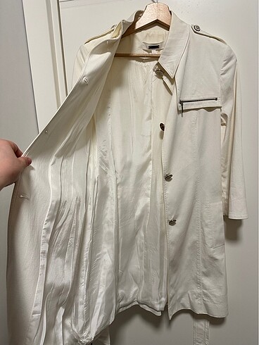 Ekru renk 40 beden trençkot - Görsel 4