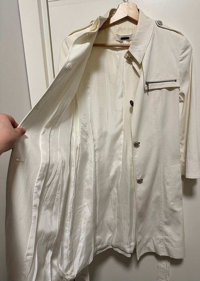 Ekru renk 40 beden trençkot - Görsel 4