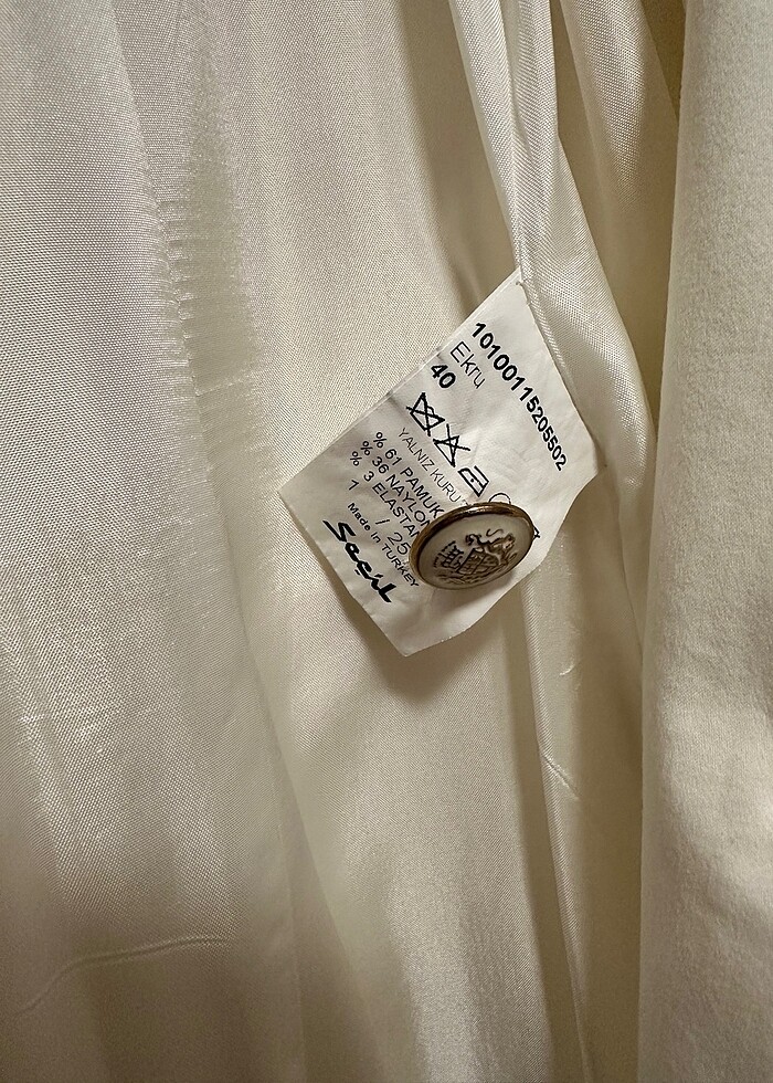 Ekru renk 40 beden trençkot - Görsel 5