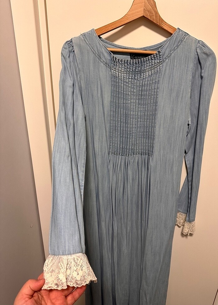 Yumuşak denim elbise - Görsel 2