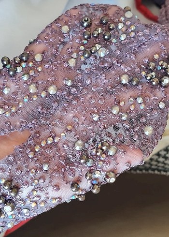 Uzun Kollu Mor Drapeli Nişan Elbisesi - Görsel 10