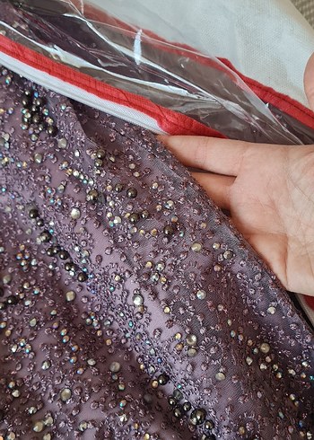 Uzun Kollu Mor Drapeli Nişan Elbisesi - Görsel 12