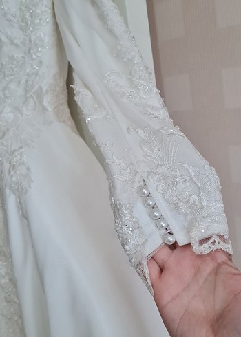 Saten Tesettür Gelinlik - Görsel 7