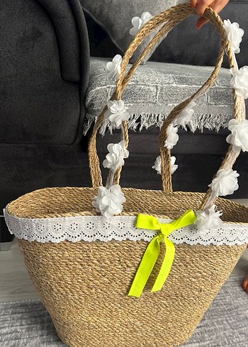 Mango Dantel Detaylı Sarı Bohem Örgü Kol Çantası