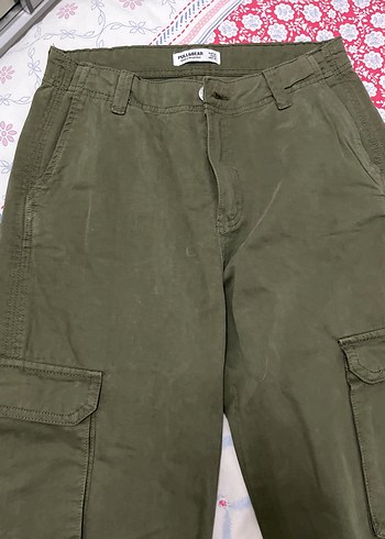 Kadın Haki Kamuflaj Kemerli Rahat Pantolon - Görsel 2