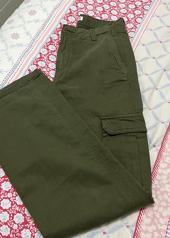 Kadın Haki Kamuflaj Kemerli Rahat Pantolon - Görsel 4