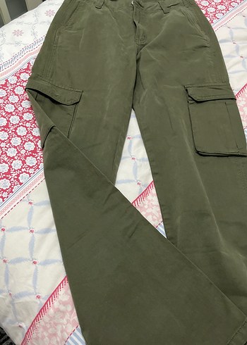 Kadın Haki Kamuflaj Kemerli Rahat Pantolon - Görsel 3