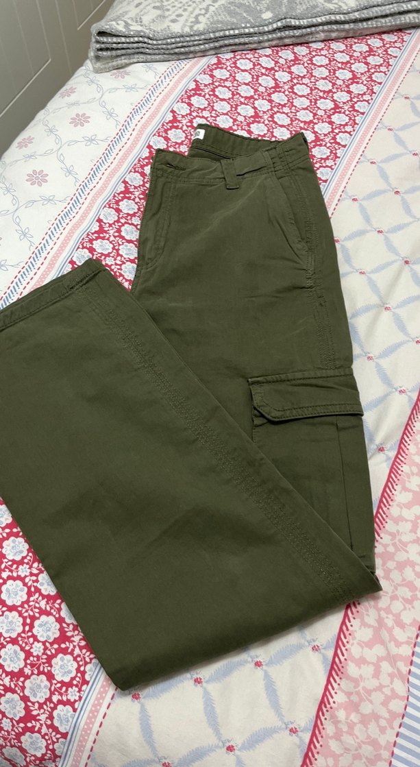 Kadın Haki Kamuflaj Kemerli Rahat Pantolon - Görsel 4