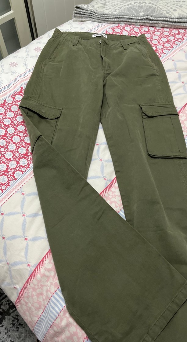 Kadın Haki Kamuflaj Kemerli Rahat Pantolon - Görsel 3