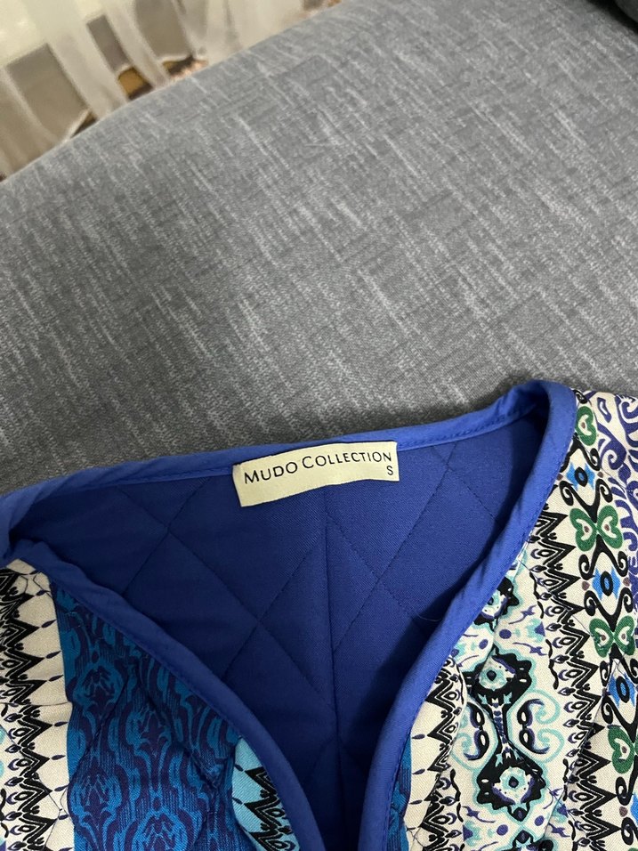 Bohem Desenli Mavi Kadın dış giyim - Görsel 2