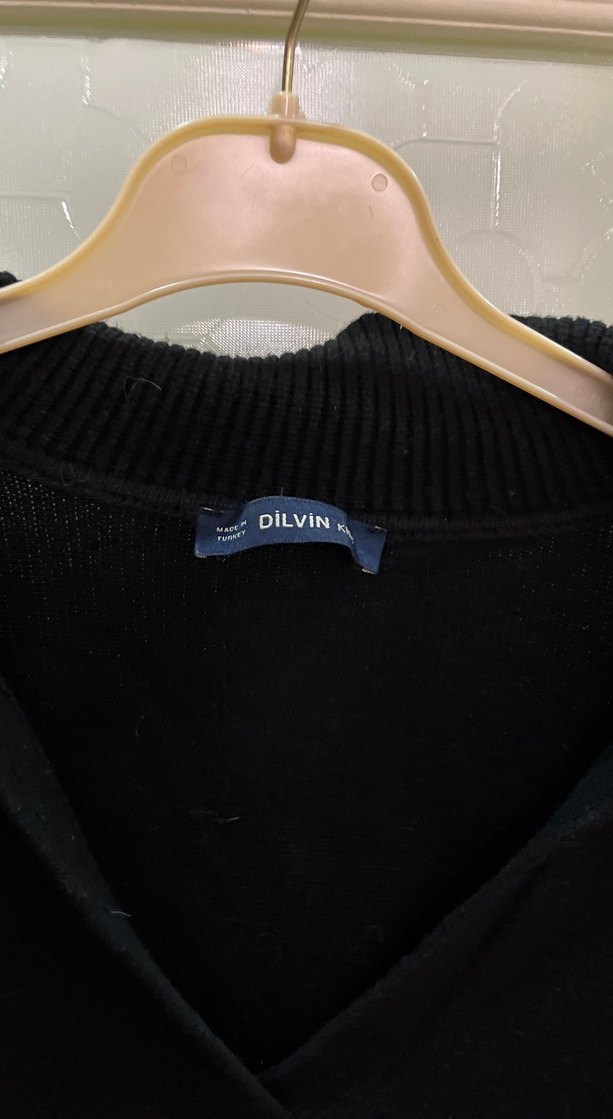 Siyah Kadın Polo Yaka Salaş Kazak - Görsel 2