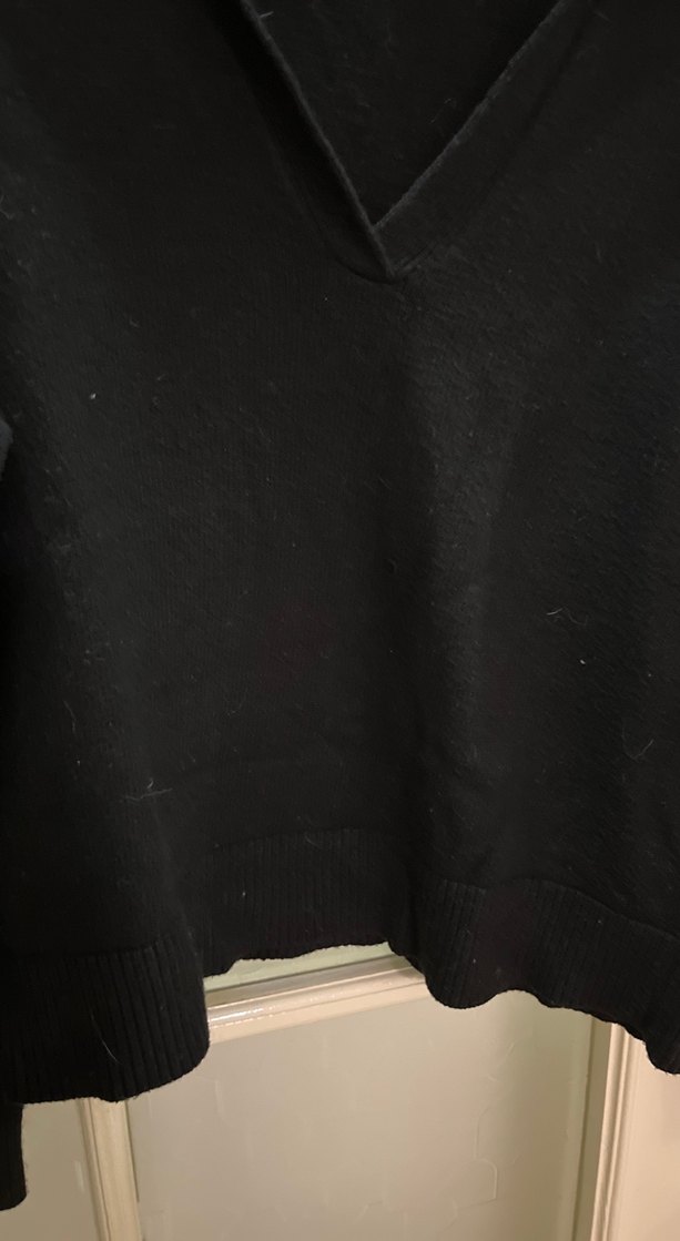 Siyah Kadın Polo Yaka Salaş Kazak - Görsel 3